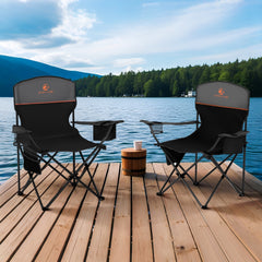 Heavy duty folding camping chairs with steel frame, 600D Oxford fabric and side storage pockets