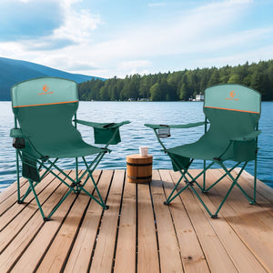 Heavy duty folding camping chairs with steel frame, 600D Oxford fabric and side storage pockets