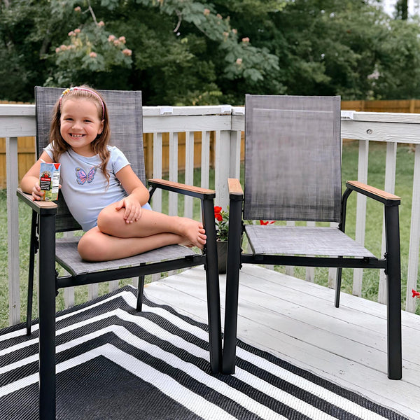 Stackable High Back Outdoor Chairs with Aluminum Frame