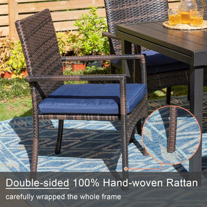 4 Seater Outdoor Dining Set Garden Table & Cushioned Dining Chairs