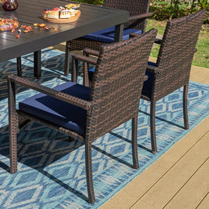 4 Seater Outdoor Dining Set Garden Table & Cushioned Dining Chairs