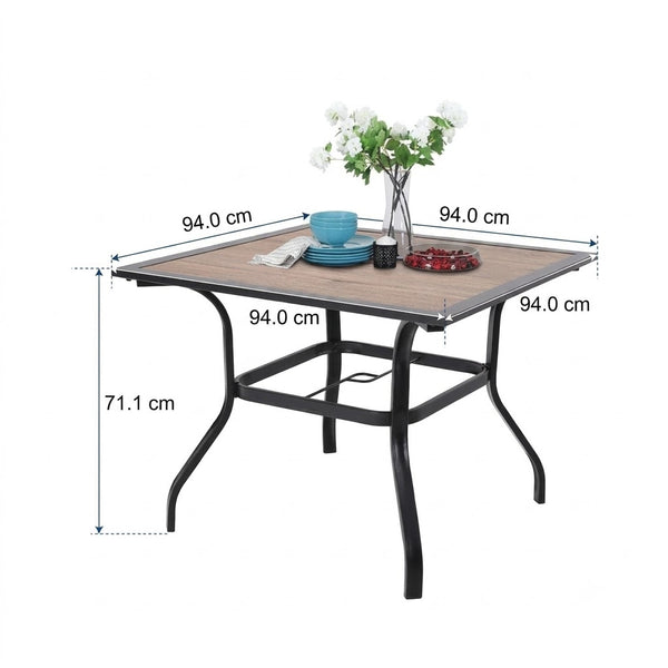 Phi Villa 5 Piece Garden Dining Set with 4 Fixed Textilene Chairs and Table