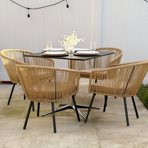 Catalina 4-Seater Dining Set Contemporary Rope Chairs & Sleek Bauhaus Table