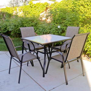 Ease 4-Seater Outdoor Dining Set with Marble-like Tabletop
