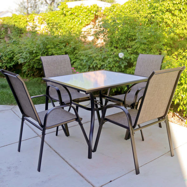 Ease 4-Seater Outdoor Dining Set with Marble-like Tabletop
