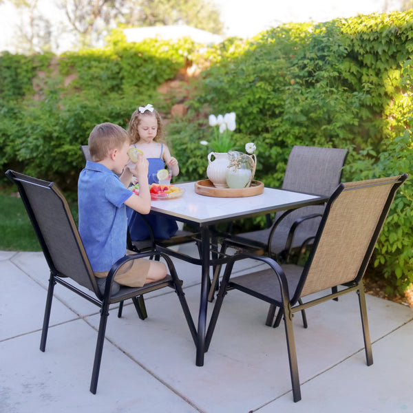 Ease 4-Seater Outdoor Dining Set with Marble-like Tabletop