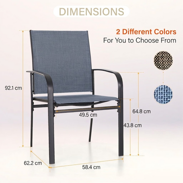 Phi Villa 5 Piece Garden Dining Set with 4 Fixed Textilene Chairs and Table