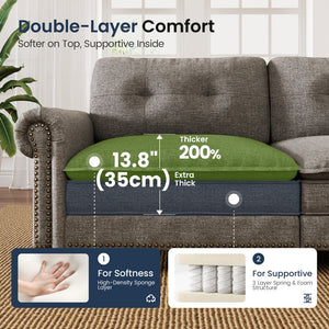 4‑Seater Charleston Corner Linen Effect Sofa with Ottoman