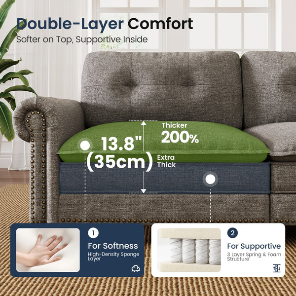 4‑Seater Charleston Corner Linen Effect Sofa with Ottoman