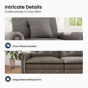 Charleston U-Shaped Linen Effect Sofa with Ottoman