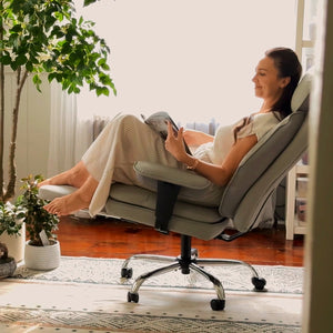 Faux Leather High-Back Executive Office Chair with Footrest & Adjustable Armrests