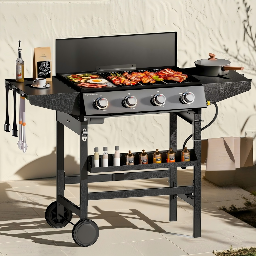 All-in-One Propane Grill with Extra-Large 482 Sq.In Cooking Area, 52,000 BTU