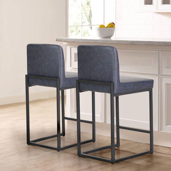 Counter Height PU Leather Bar Stool with Backrest
