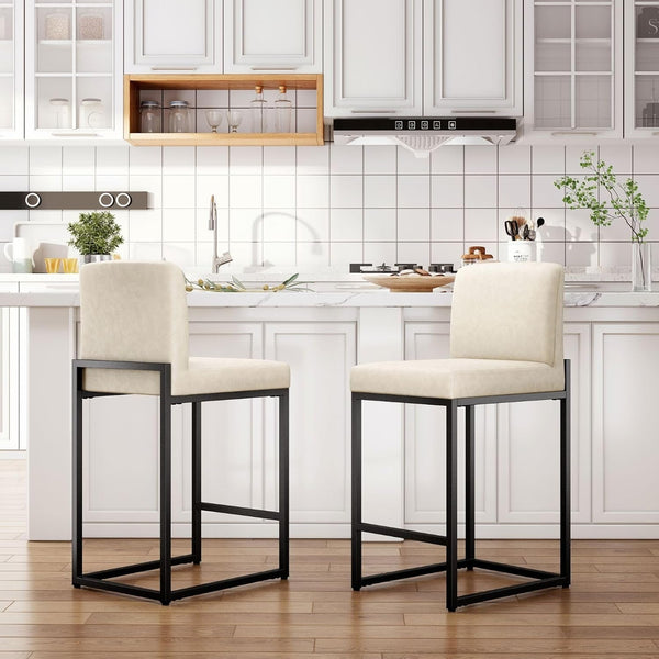 Counter Height PU Leather Bar Stool with Backrest