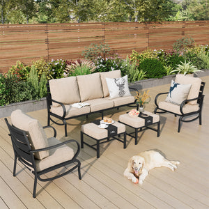 7-Seater Garden Metal Diamond Sofa with Ottomans