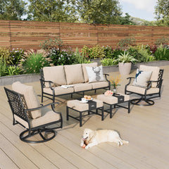 7-Seater Garden Metal Diamond Sofa with Ottomans