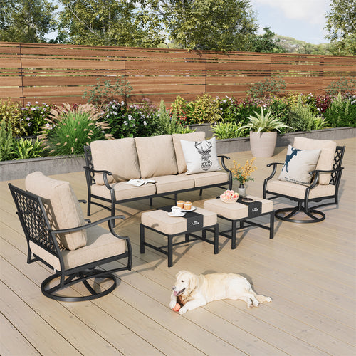 7-Seater Garden Metal Diamond Sofa with Ottomans