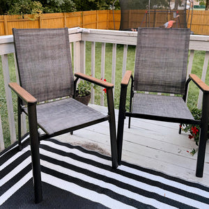 Stackable High Back Outdoor Chairs with Aluminum Frame
