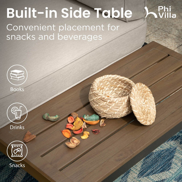2-Seater Garden Sofa with Built-in Side Table