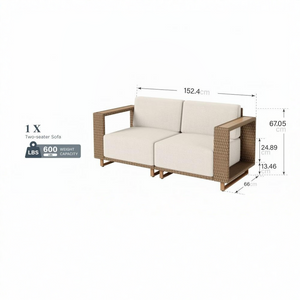 Garden Rattan Loveseat-Add-on Piece for Catalina Sofa Set